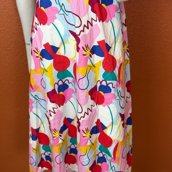 FREE PEOPLE Glamorous Abstract Rainbow Colorful Abstract Print dress Size 6. E51 - Picture 6 of 16